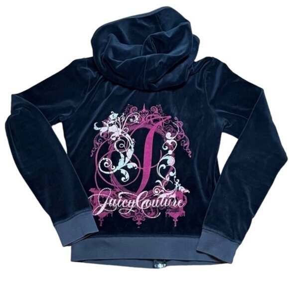 Juicy Couture Y2K Full Zip Sweater Hoodie Women Size Medium - Picture 3 of 9